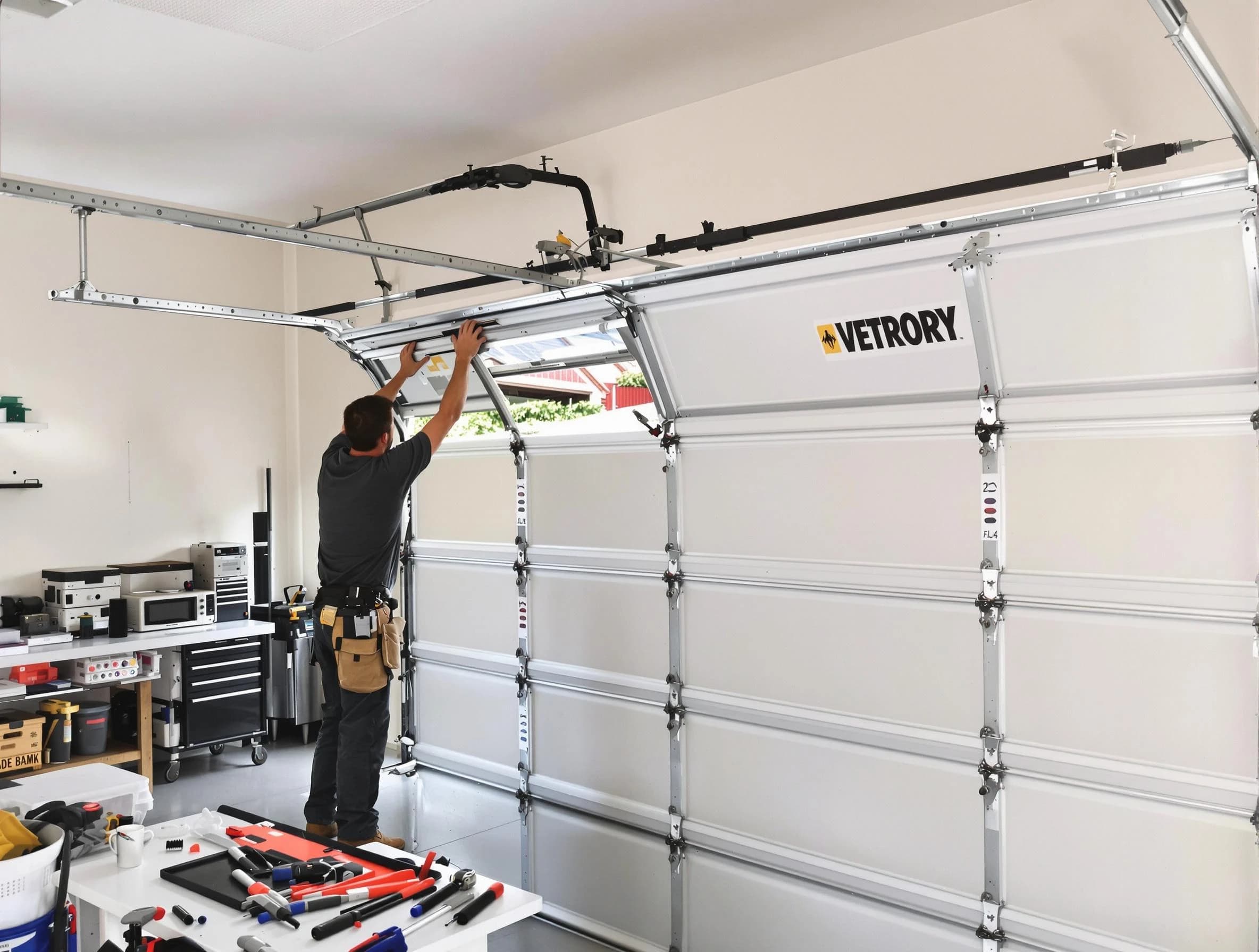 Andover Garage Door Repair technician performing section replacement in Andover