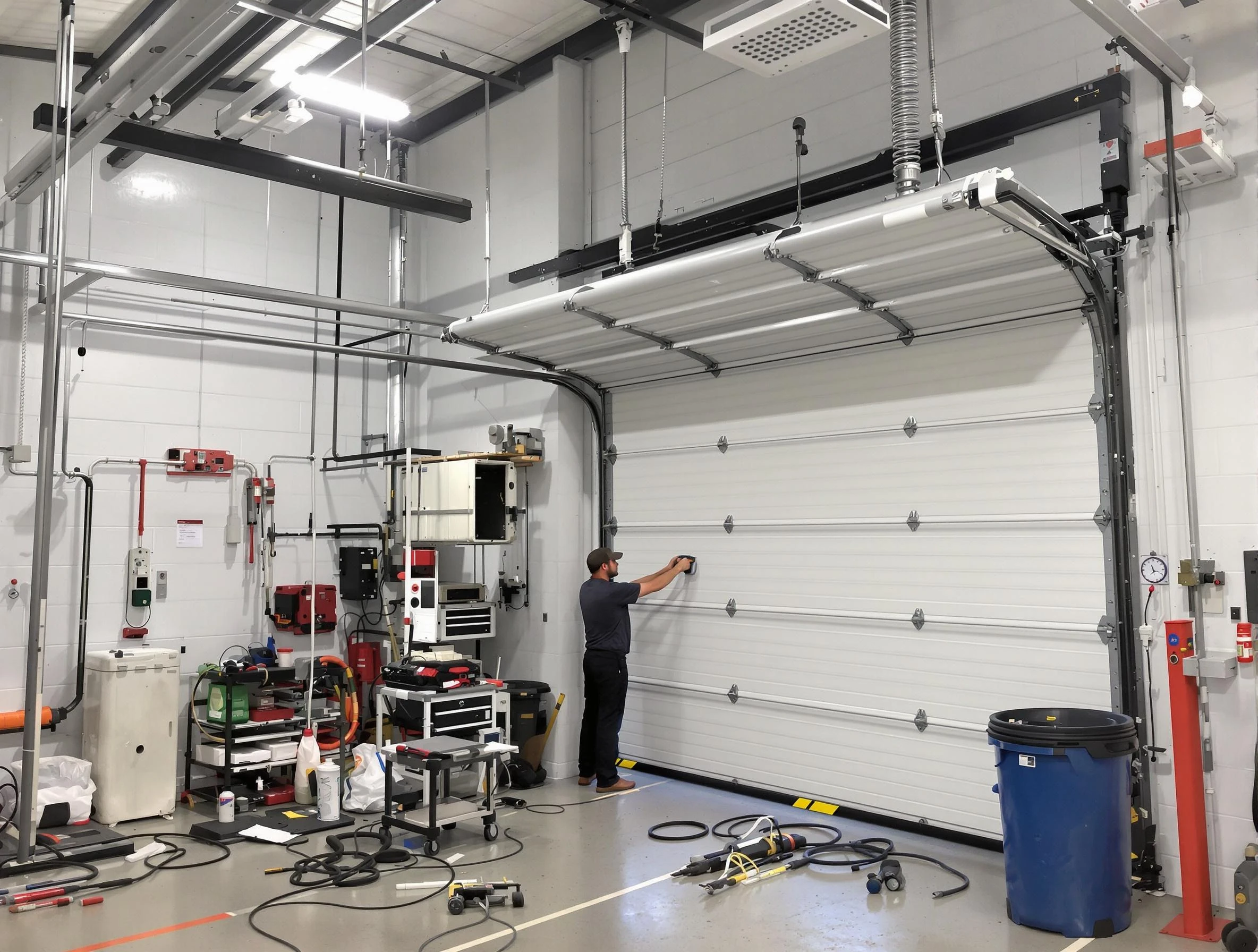 Andover Garage Door Repair certified technician performing commercial door repair at a Andover business facility