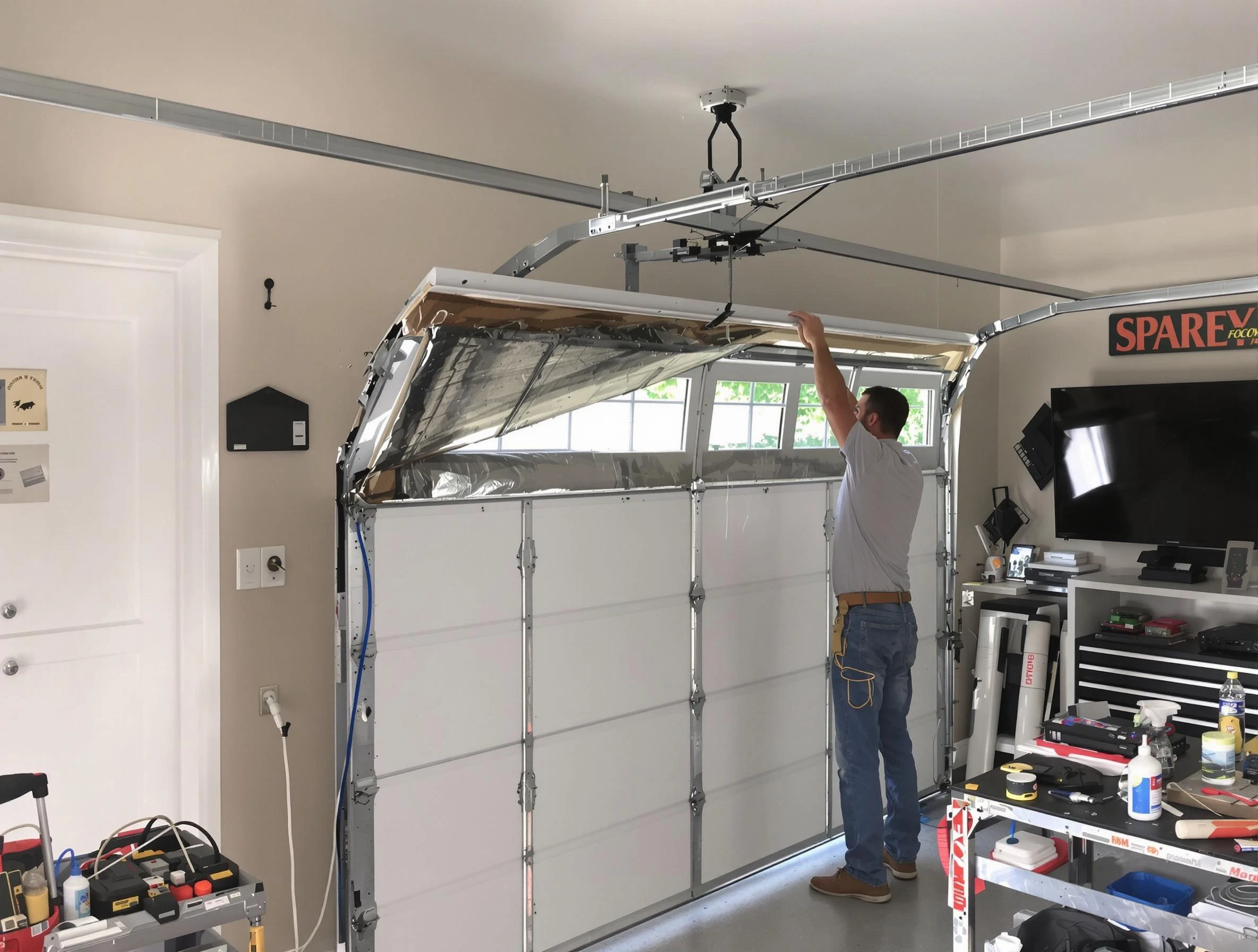 Garage door section replacement by Andover Garage Door Repair in Andover