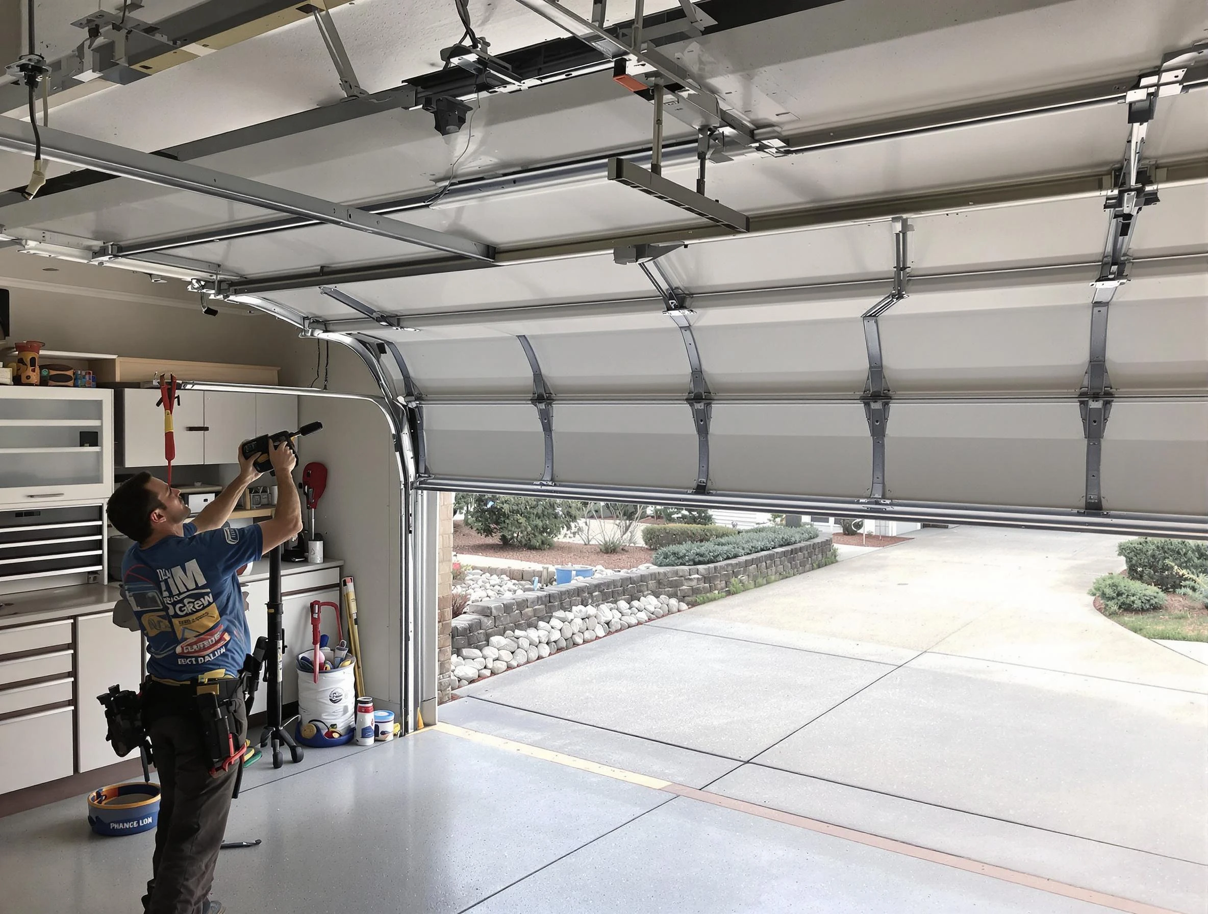 Garage door track repair service by Andover Garage Door Repair in Andover
